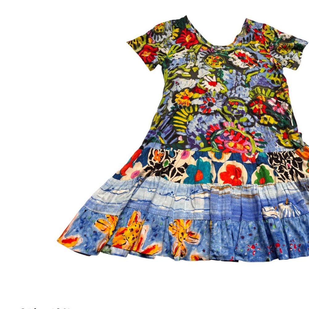 90'S Y2K VTG. RARE JAMS WORLD HATTIE PASA PASTA PRINT DRESS SZ. LARGE EUC/MINT - Picture 4 of 5